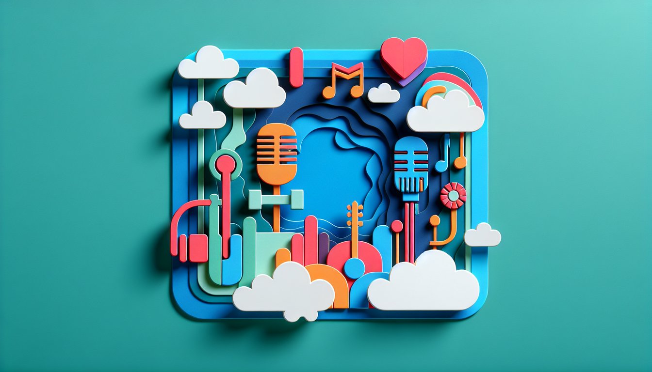 Paper art illustration showcasing a music artist booking form template design for FormCreatorAI article