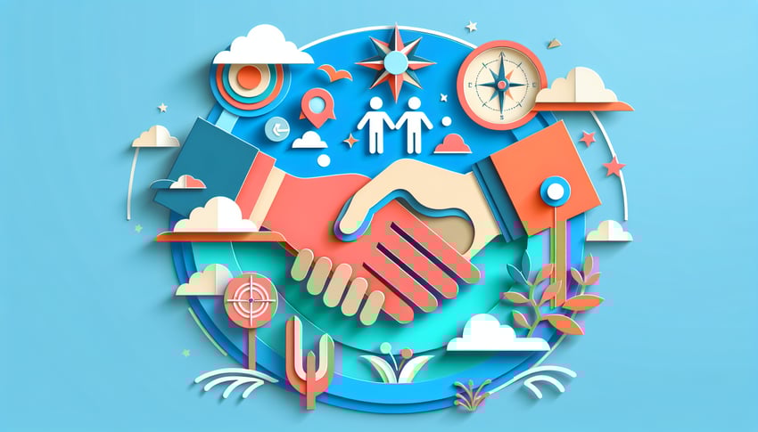 Paper art illustration depicting a mentor agreement form template for FormCreatorAI article.