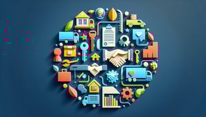 Paper art illustration depicting an asset handover form for FormCreatorAI article.