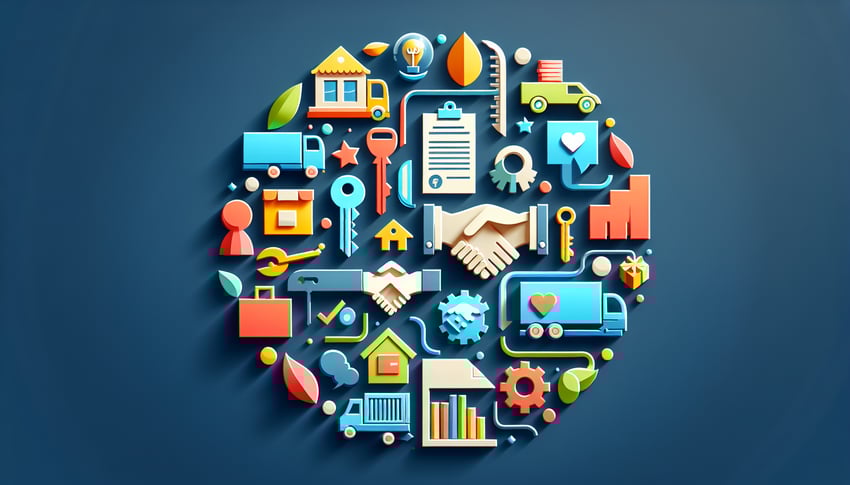 Paper art illustration depicting an asset handover form for FormCreatorAI article.