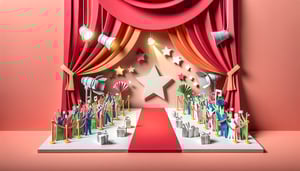 Paper art illustration showcasing a celebrity meet and greet form template design with vibrant colors and playful elements