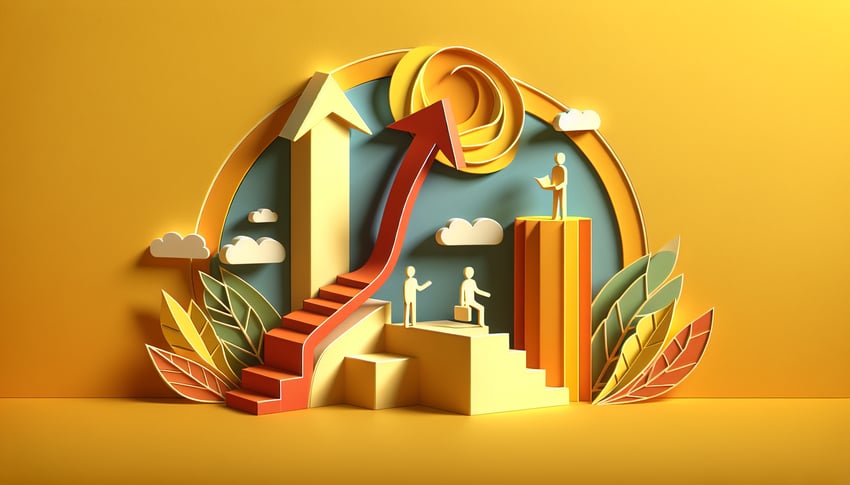 Paper art illustration featuring a promotion request form for FormCreatorAI article