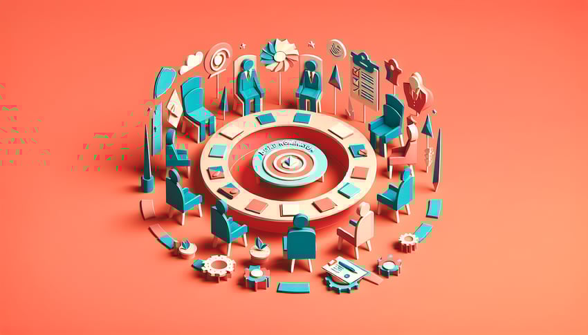 Paper art illustration depicting a board nomination form with colorful design elements for FormCreatorAI article.