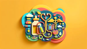 Paper art illustration featuring a physician statement form template with a modern design and clean layout