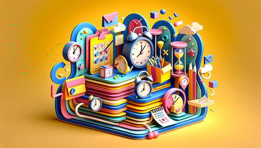 Colorful paper art illustration depicting a to-do reminder form and creative elements related to organization and planning