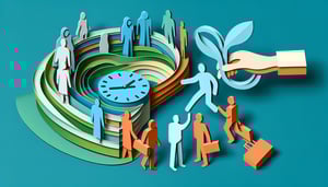 Paper art illustration depicting a shift swap request form layout for FormCreatorAI article