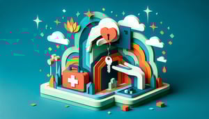 Paper art illustration depicting a permission and medical release form for a template article on FormCreatorAI