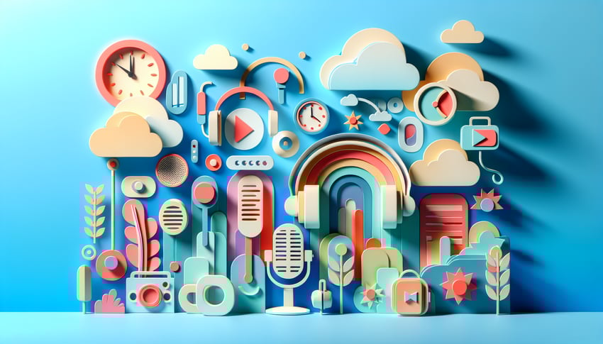 Paper art illustration featuring a phone interview form template with design elements for FormCreatorAI.