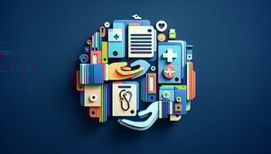 paper art illustration depicting a transfer of medical records form for medical documentation and organization