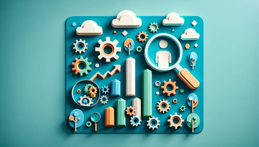 Paper art illustration depicting a skill gap analysis report form template for FormCreatorAI article.
