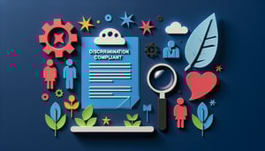 Paper art illustration depicting a discrimination complaint form template for FormCreatorAI article
