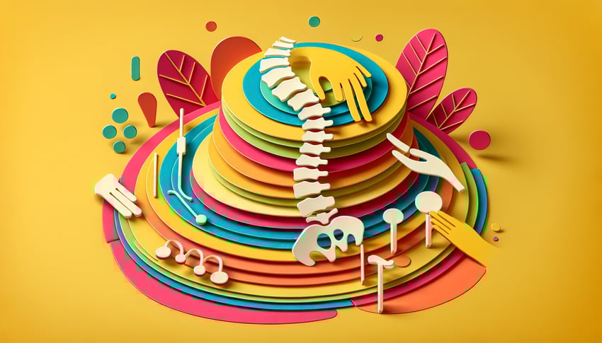 Paper art illustration representing a chiropractic intake form for FormCreatorAI article.
