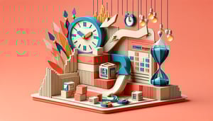 Paper art illustration depicting a schedule change request form and design elements for FormCreatorAI article.