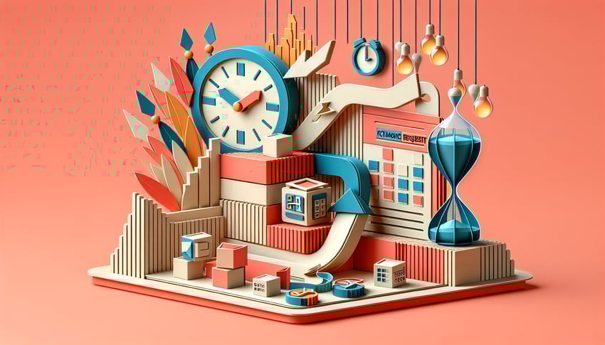 Paper art illustration depicting a schedule change request form and design elements for FormCreatorAI article.