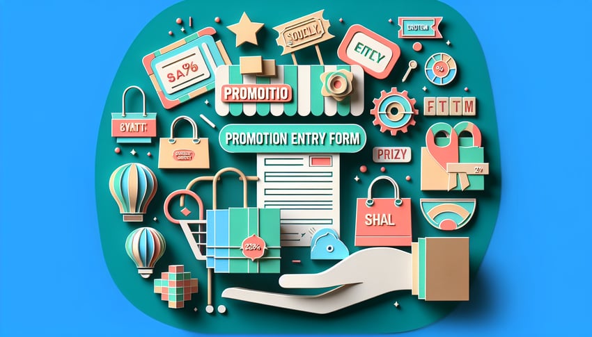 Paper art illustration related to promotion entry form template and FormCreatorAI.