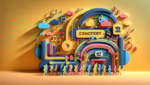 Paper art illustration depicting a concert ticket registration form for a digital template article