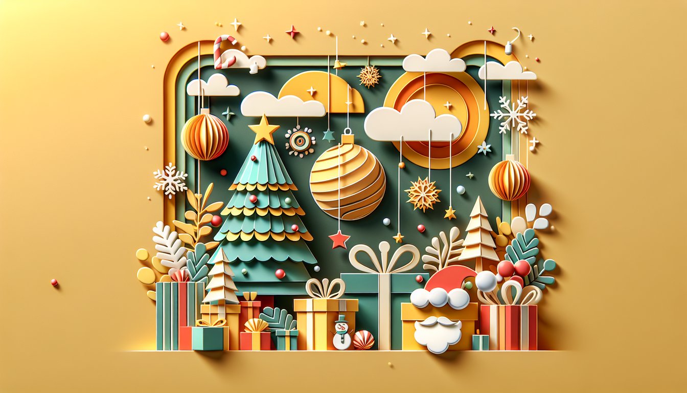 Paper art illustration featuring festive elements for a Christmas party RSVP form template discussion.