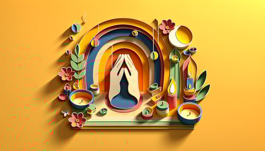 Paper art illustration showcasing a private prayer request form template for FormCreatorAI article