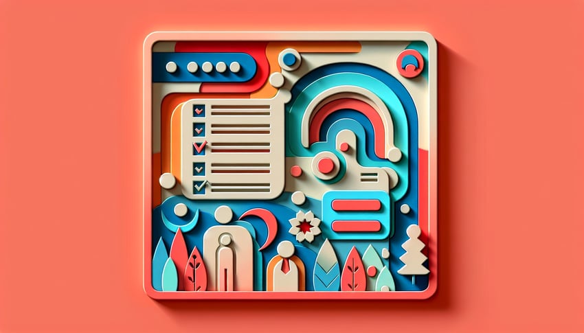 paper art illustration showing employee data sheet form template design for FormCreatorAI article