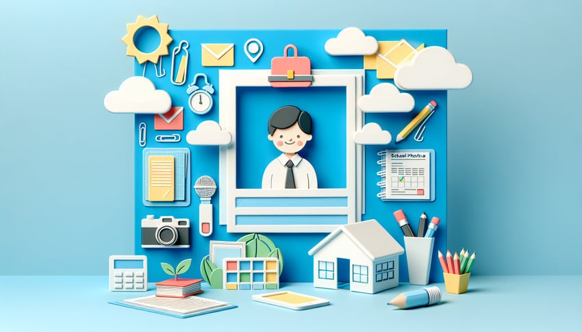 paper art illustration depicting a school photo release form with creative design elements for FormCreatorAI article