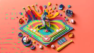 Paper art illustration depicting a youth baseball tryout evaluation form with baseball graphics and a checklist.