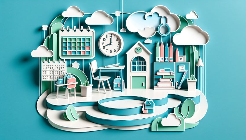 Paper art illustration depicting a school absence form for FormCreatorAI article