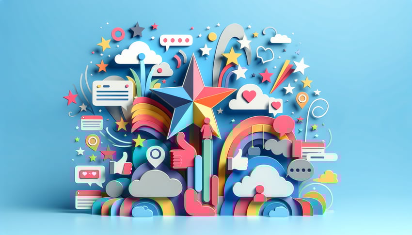 paper art illustration related to sample reviews form template and FormCreatorAI