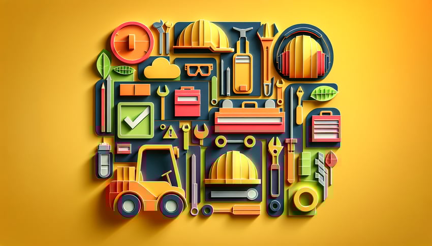 Paper art illustration representing a forklift daily inspection checklist form for FormCreatorAI article.