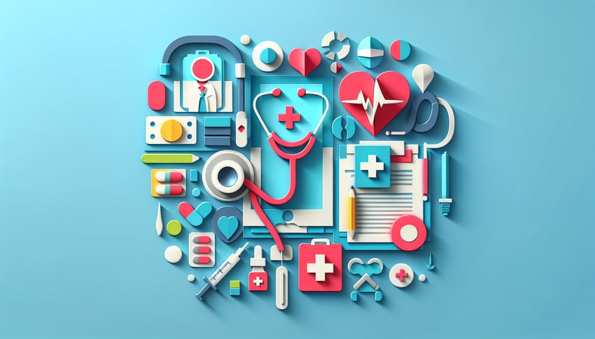 Paper art illustration depicting a doctor diagnosis form template for an article on FormCreatorAI.