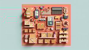 paper art illustration representing an asset inventory form template with various asset icons and organizational elements