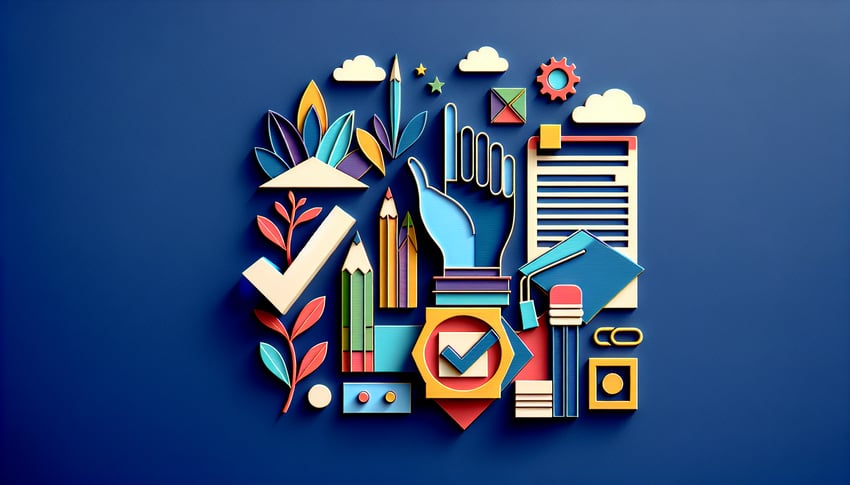 Paper art illustration featuring a student consent form template with design elements relevant to education and consent.