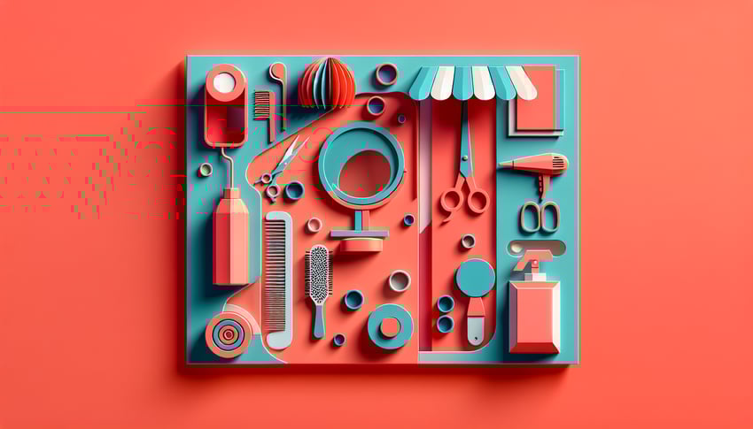 Paper art illustration depicting a hair salon new client form design for FormCreatorAI article