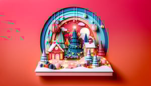 Colorful paper art illustration featuring holiday lights and decorations for a contest form template for FormCreatorAI