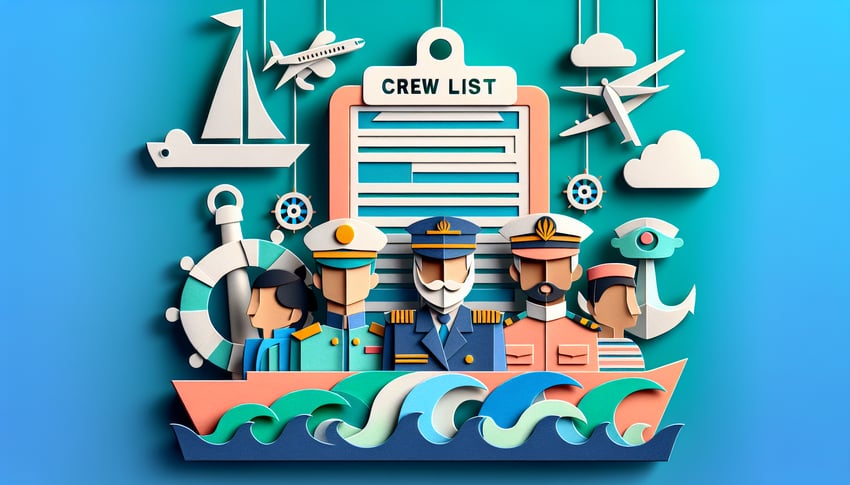 Paper art illustration representing a crew list submission form for FormCreatorAI article.