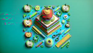 Paper art illustration depicting a teacher satisfaction survey form with engaging design elements and educational themes