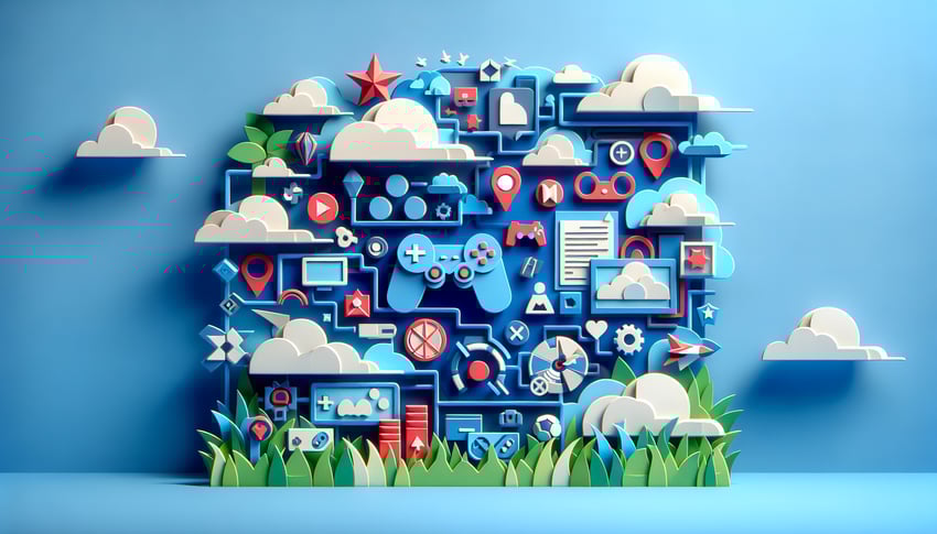 Paper art illustration featuring a game consent form template for an article on FormCreatorAI