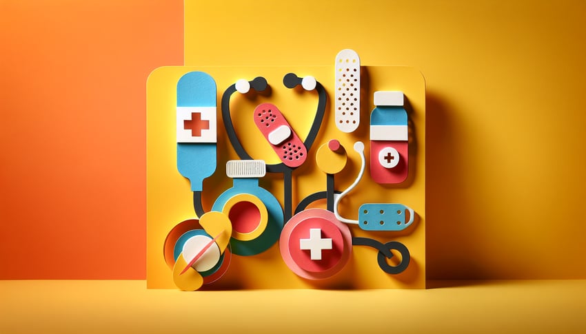 Paper art illustration depicting a hospital admission form for an article on FormCreatorAI