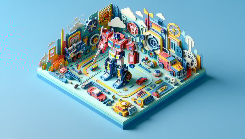 Paper art illustration depicting the Transformers Team Coach Explore Form Template concept for FormCreatorAI article