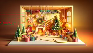 Paper art illustration featuring festive elements for Christmas party room registration form template article