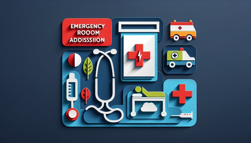 Paper art illustration depicting an emergency room admission form template for healthcare applications.