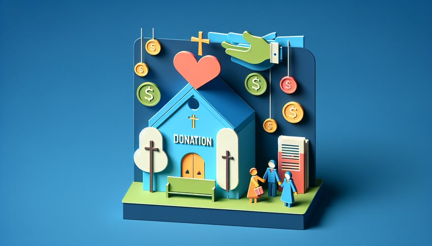 Paper art illustration depicting a church donation form design for an article about FormCreatorAI.