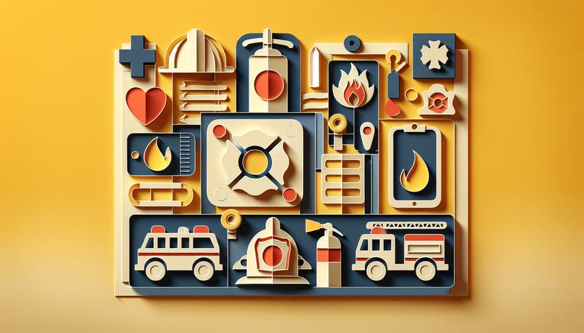 Paper art illustration showing a fire call report sheet template for FormCreatorAI article