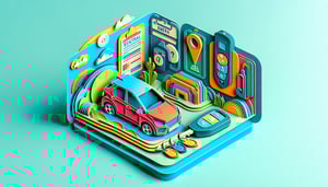 Paper art illustration depicting a car rental application form for FormCreatorAI article