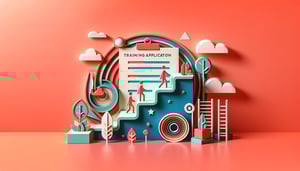 Paper art illustration showcasing a training application form template for FormCreatorAI article