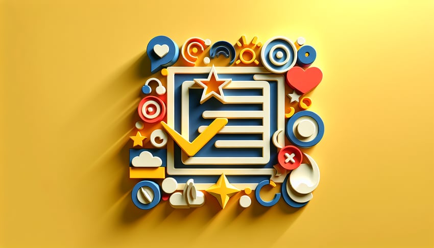 Paper art illustration depicting a customer review form for a FormCreatorAI article