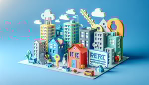 Colorful paper art illustration representing rental application interest form template with icons and design elements