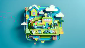 Paper art illustration depicting an after school care sign out sheet template with customizable fields and details.
