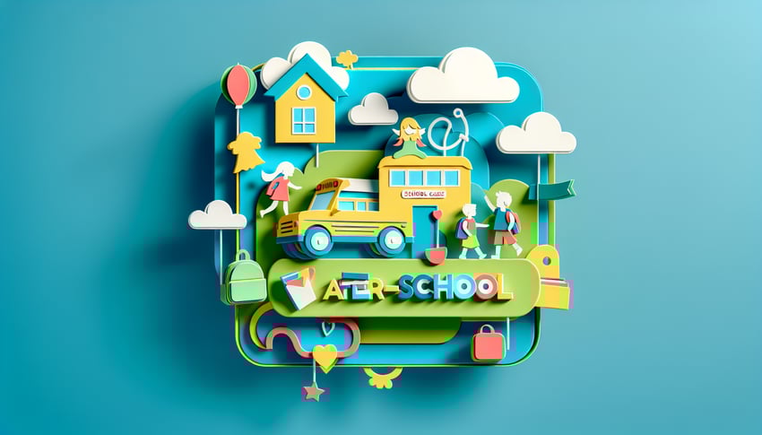 Paper art illustration depicting an after school care sign out sheet template with customizable fields and details.