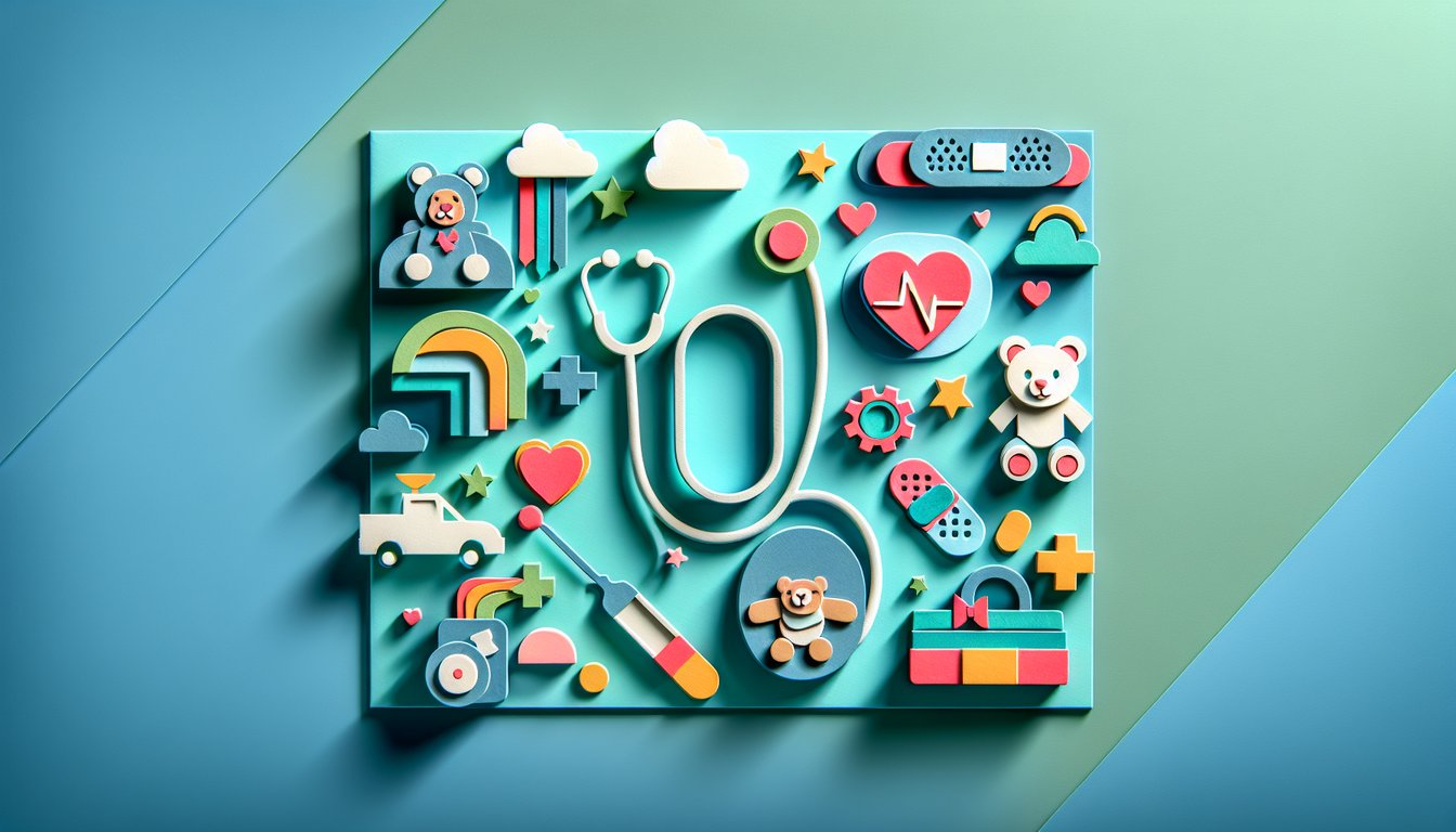 Paper art illustration representing a pediatrics medical release form template for an article on FormCreatorAI
