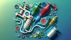 Artistic paper illustration representing a tattoo and body piercing procedure waiver form template for an article.